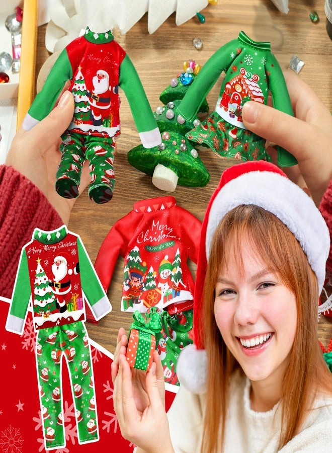 Newcotte 8 Pieces Christmas Accessories Clothes Doll Costume Santa Gingerbread Snowflake Christmas Tree Doll Clothes Holiday Outfits for Christmas Party Decorations(Santa) - Image 5